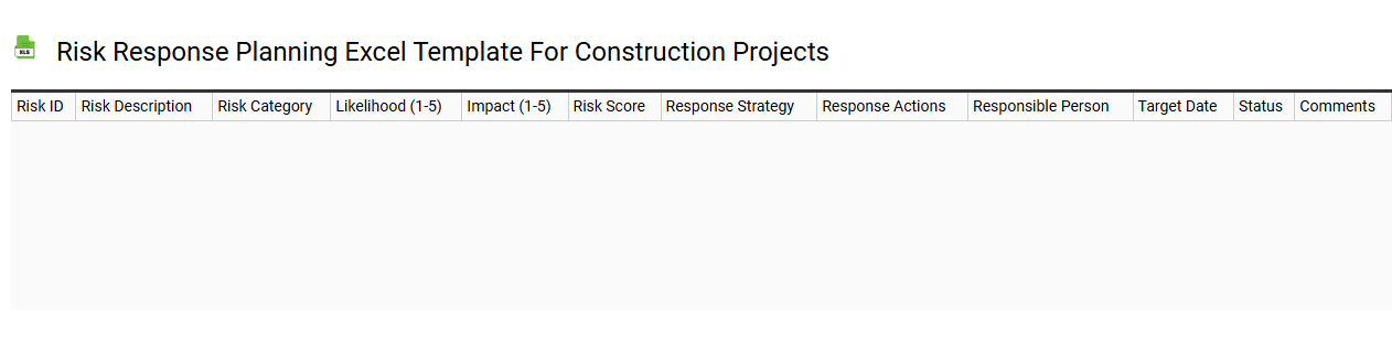 Risk response planning Excel template for construction projects