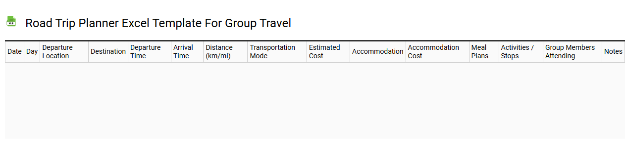 Road trip planner Excel template for group travel