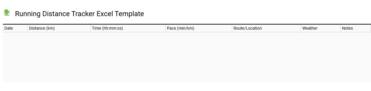 Running distance tracker Excel template