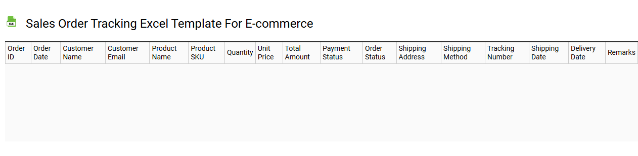Sales order tracking Excel template for e-commerce