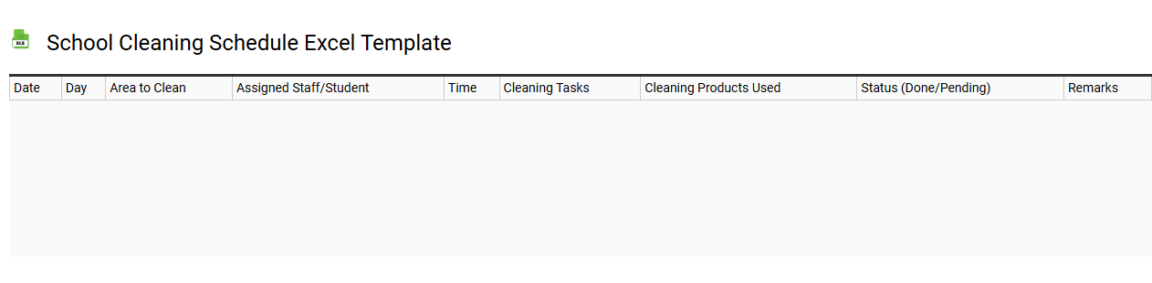 School cleaning schedule Excel template