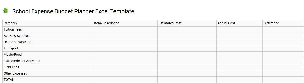 School expense budget planner Excel template