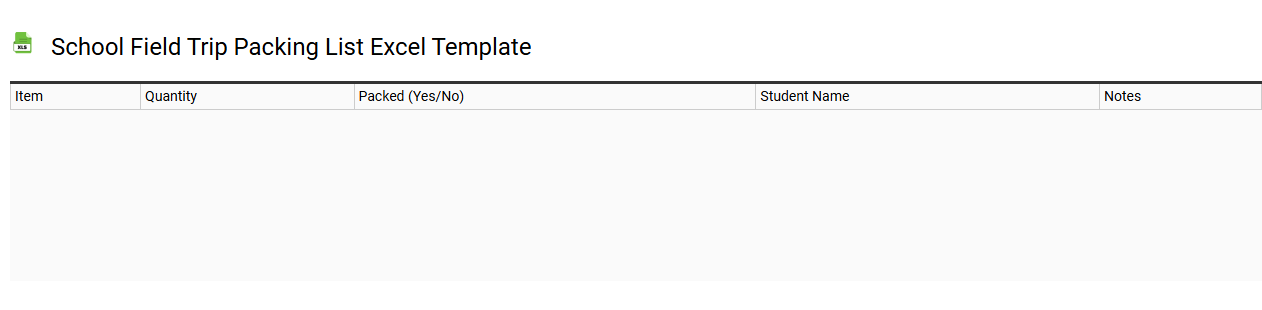 School field trip packing list Excel template