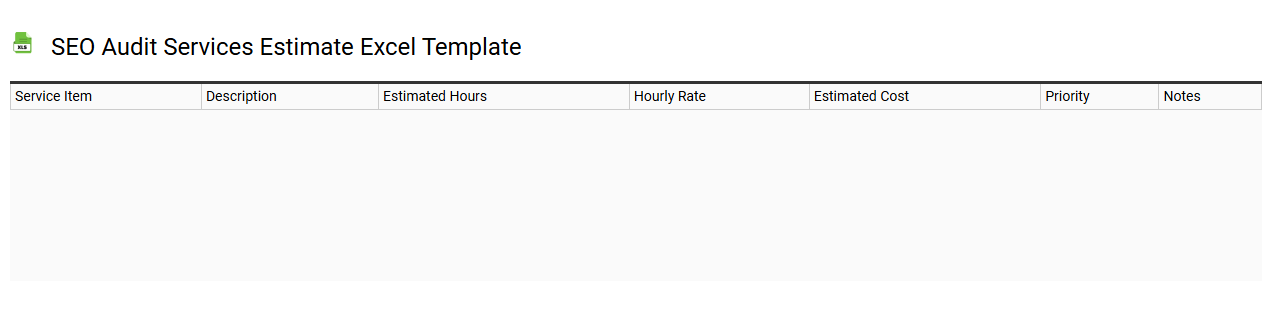 SEO audit services estimate Excel template