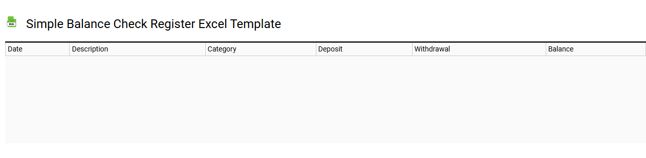 Simple balance check register Excel template
