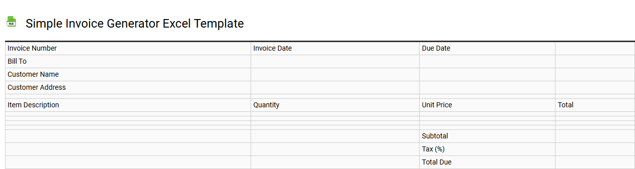 Simple invoice generator Excel template