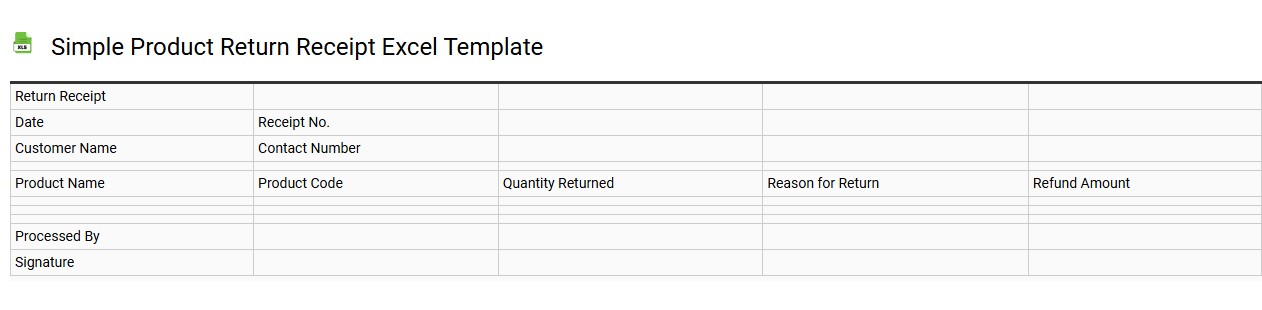Simple product return receipt Excel template