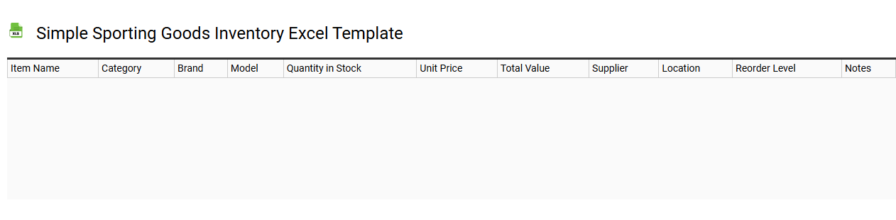 Simple sporting goods inventory Excel template