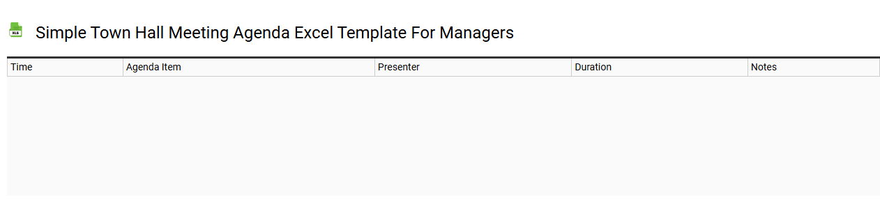 Simple town hall meeting agenda Excel template for managers