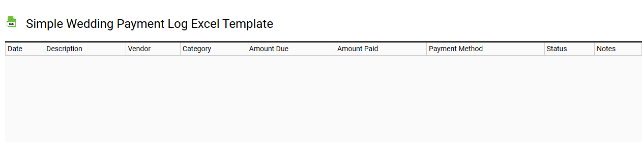Simple wedding payment log Excel template