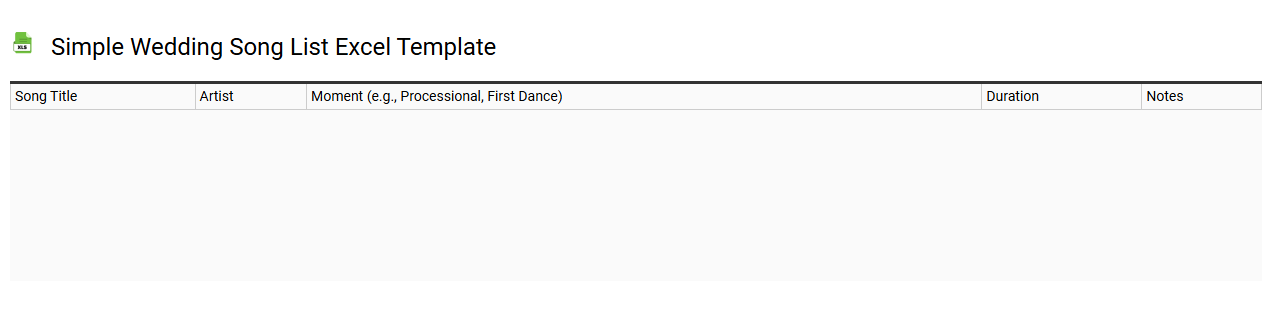 Simple wedding song list Excel template
