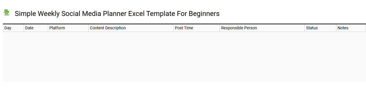 Simple weekly social media planner Excel template for beginners