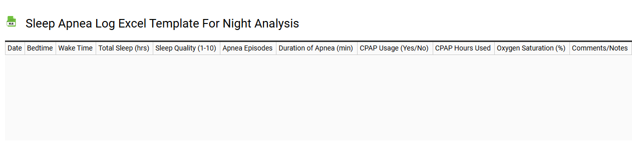 Sleep apnea log Excel template for night analysis