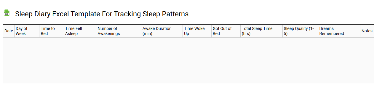 Sleep diary Excel template for tracking sleep patterns