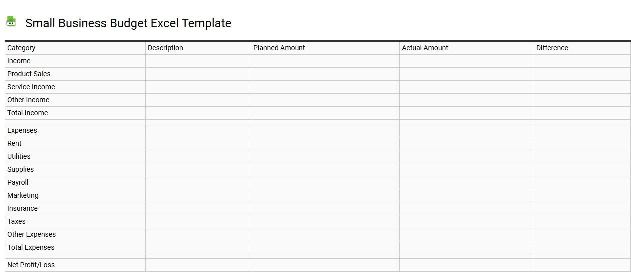 Small business budget Excel template
