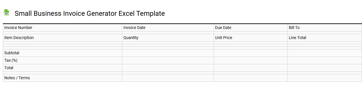 Small business invoice generator Excel template