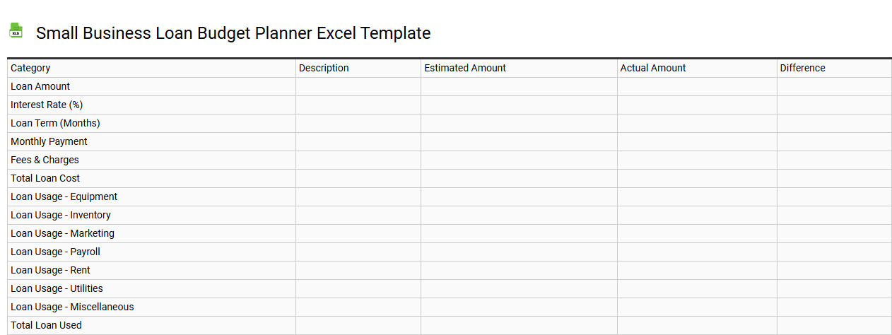 Small business loan budget planner Excel template