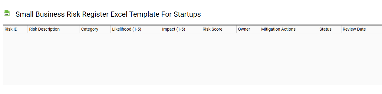 Small business risk register Excel template for startups