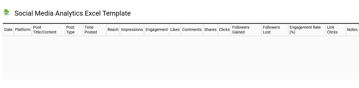 Social media analytics Excel template