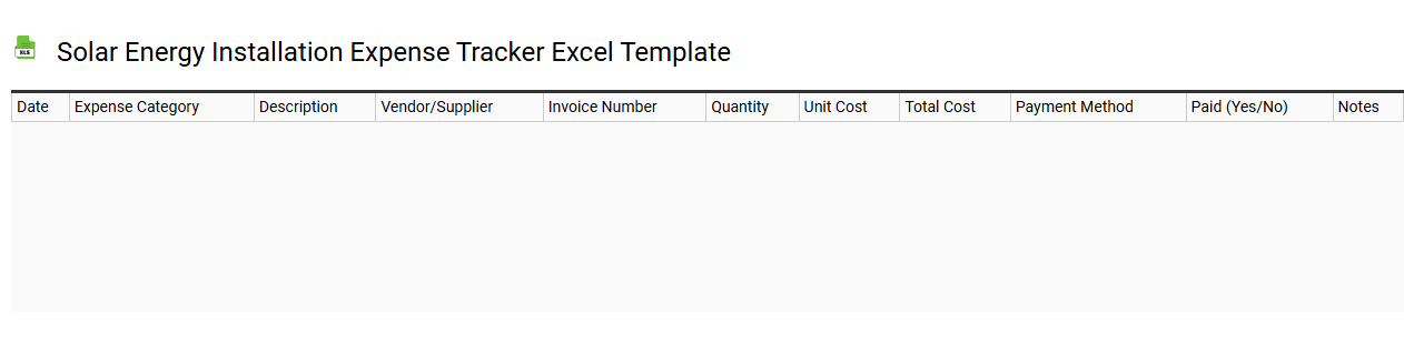 Solar energy installation expense tracker Excel template