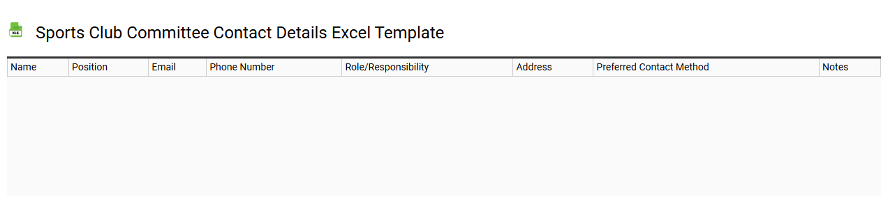 Sports club committee contact details Excel template