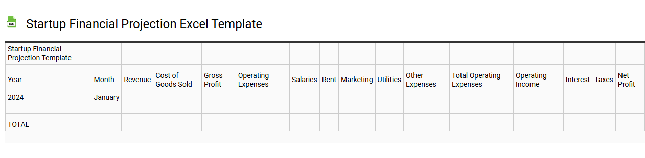 Startup financial projection Excel template