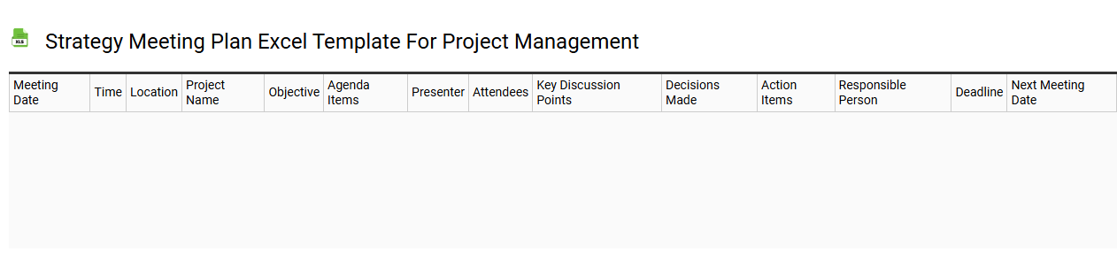 Strategy meeting plan Excel template for project management