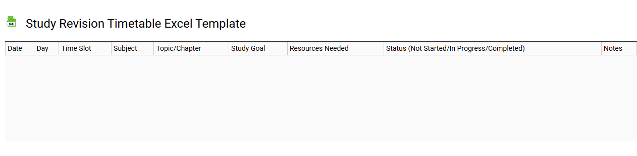 Study revision timetable Excel template
