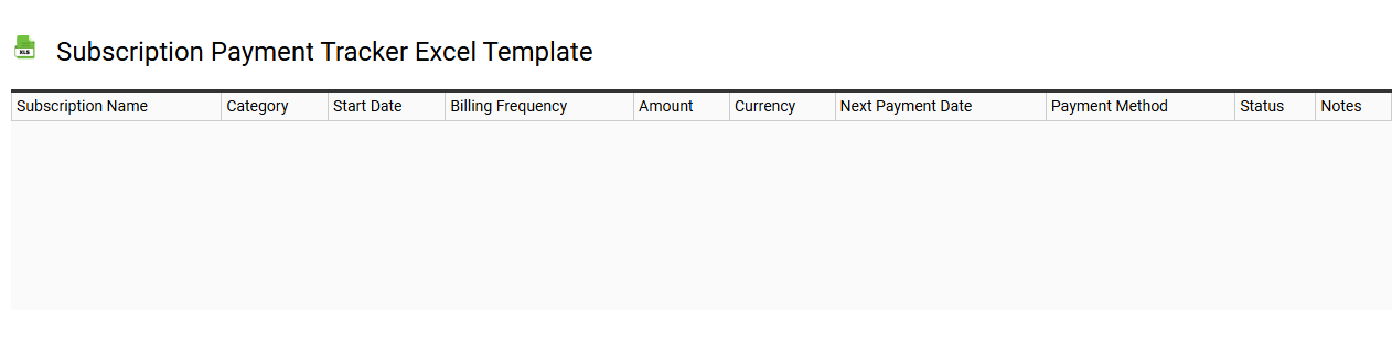 Subscription payment tracker Excel template