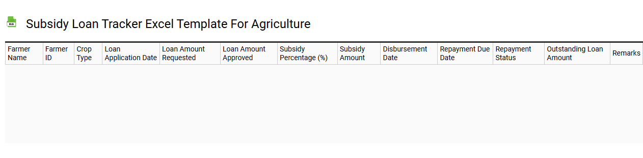 Subsidy loan tracker Excel template for agriculture