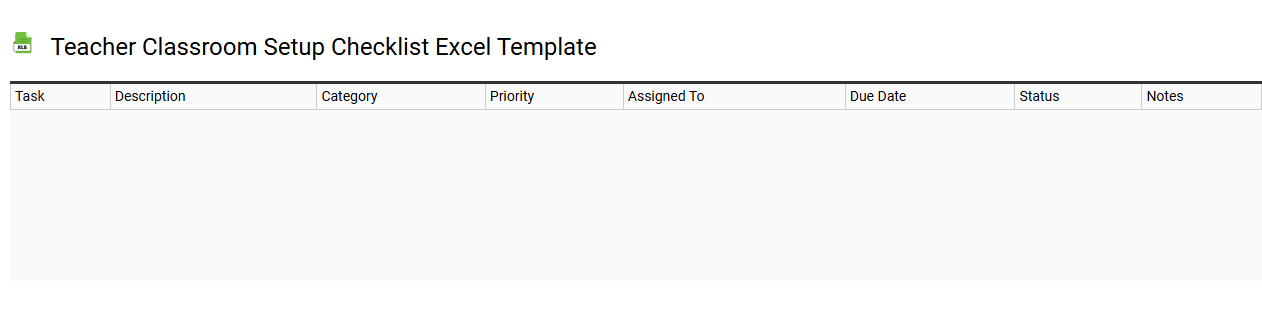 Teacher classroom setup checklist Excel template