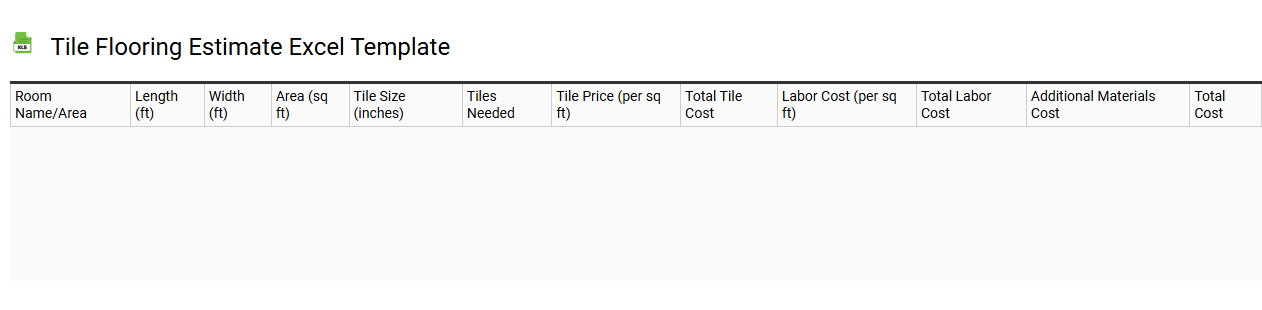 Tile flooring estimate Excel template