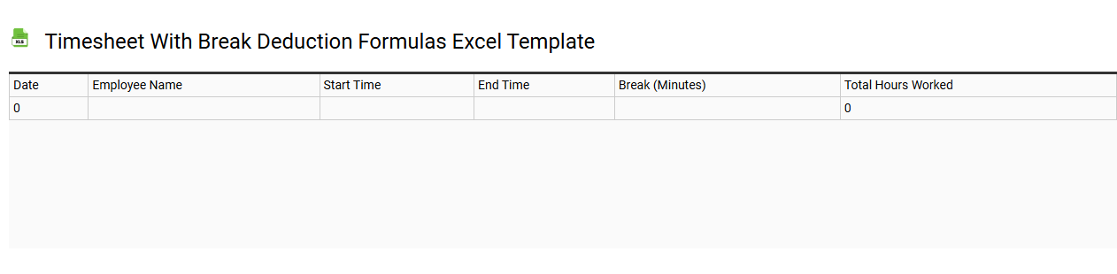Timesheet with break deduction formulas Excel template