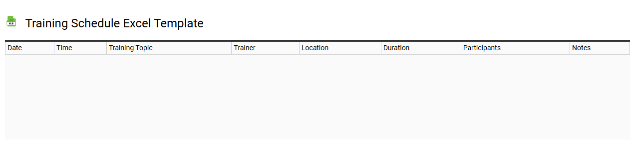 Training schedule Excel template
