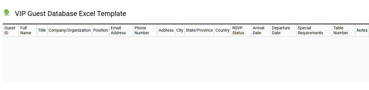 VIP guest database Excel template