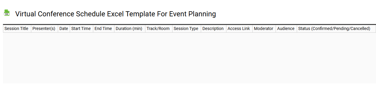 Virtual conference schedule Excel template for event planning