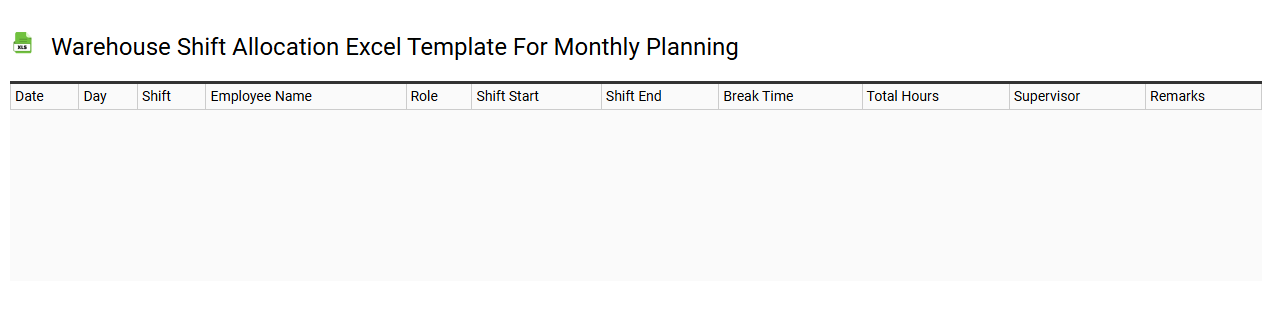 Warehouse shift allocation Excel template for monthly planning