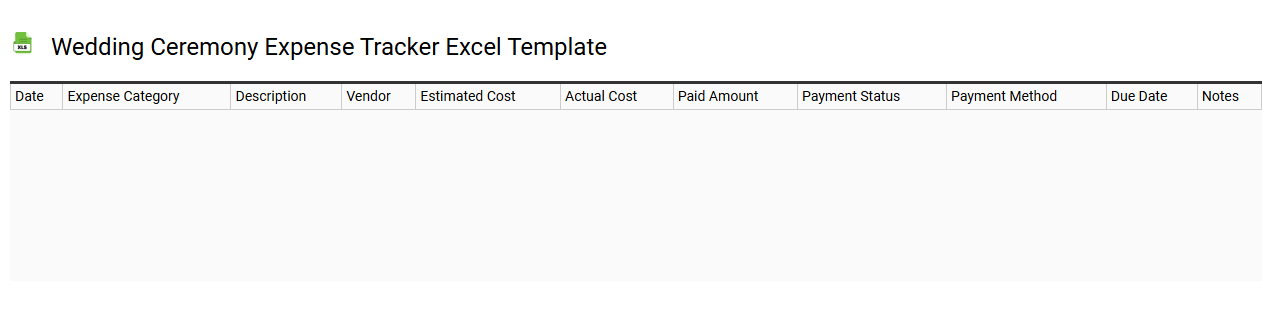 Wedding ceremony expense tracker Excel template