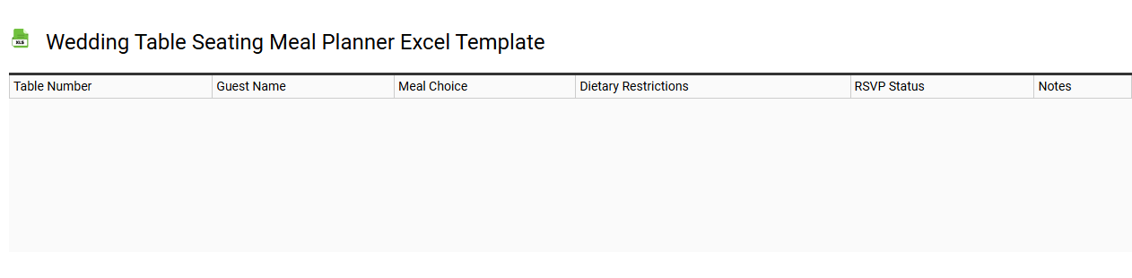 Wedding table seating meal planner Excel template