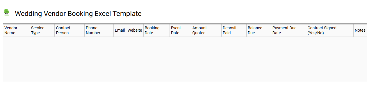 Wedding vendor booking Excel template
