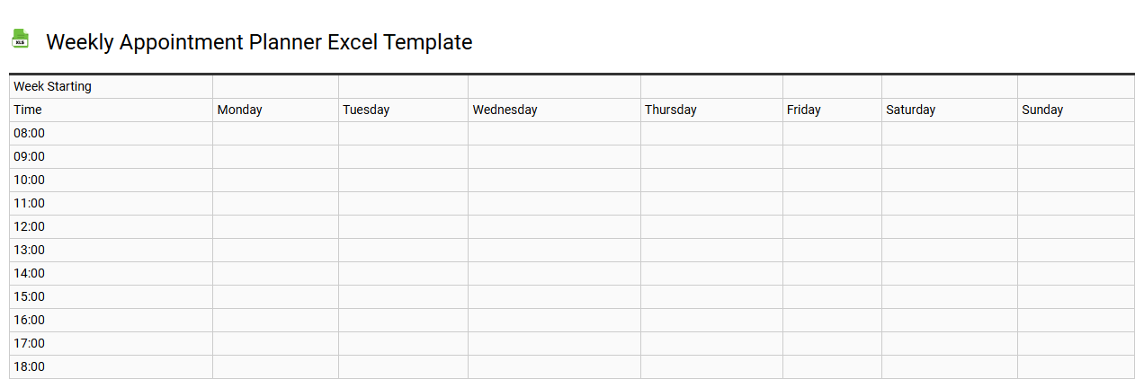 Weekly appointment planner Excel template