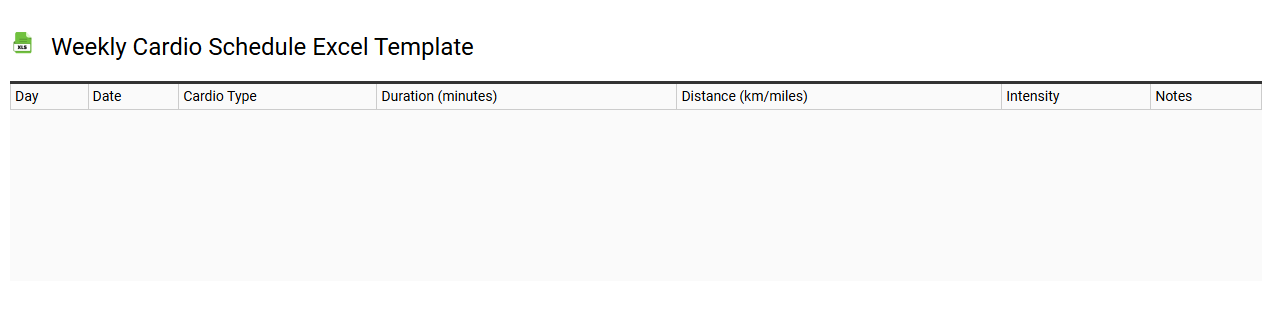 Weekly cardio schedule Excel template