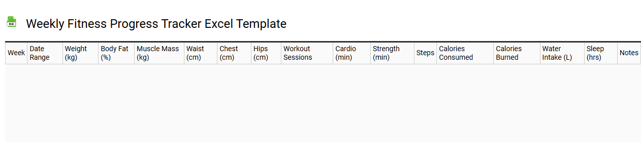 Weekly fitness progress tracker Excel template