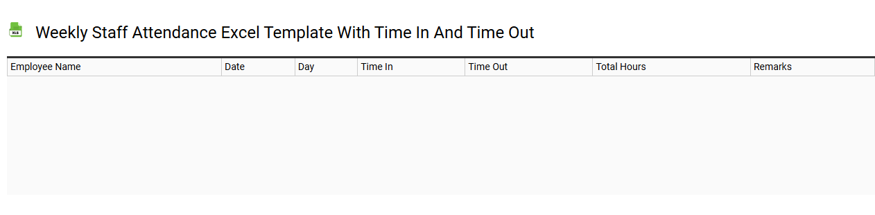Weekly staff attendance Excel template with time in and time out