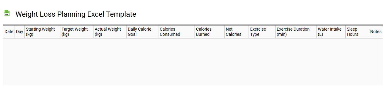 Weight loss planning Excel template