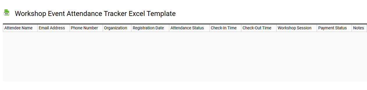 Workshop event attendance tracker Excel template