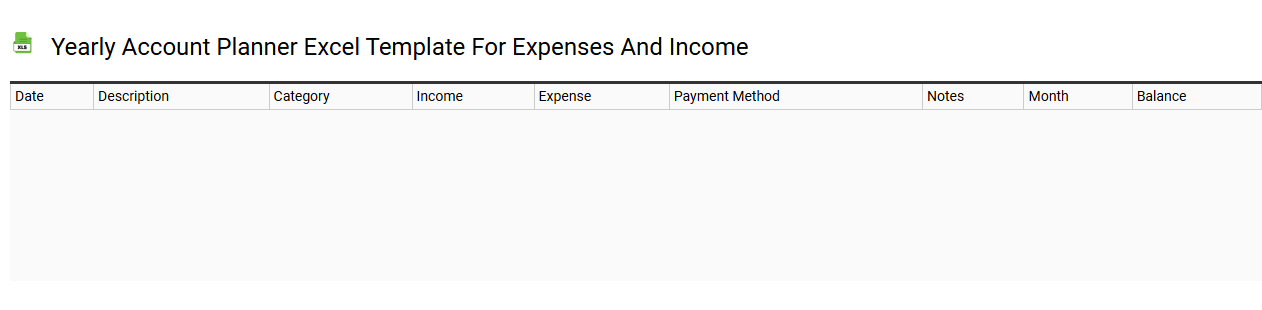 Yearly account planner Excel template for expenses and income