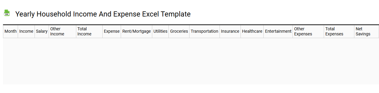 Yearly household income and expense Excel template