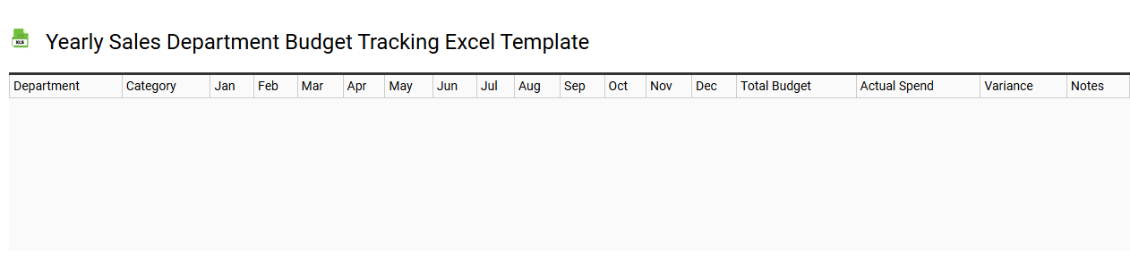 Yearly sales department budget tracking Excel template