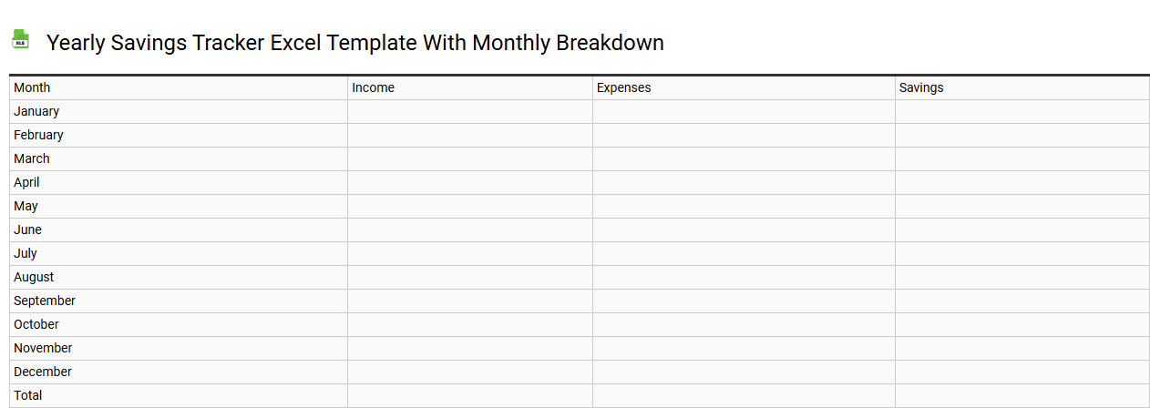 Yearly savings tracker Excel template with monthly breakdown